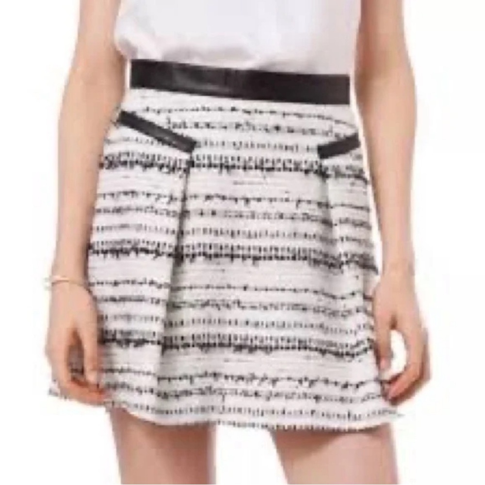 Rebecca Taylor Black White & Metallic Tweed Skirt, size 2